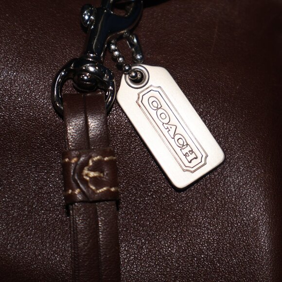 Coach Brown Leather Shoulder Bag Signature Canvas Interior  Vintage - Picture 13 of 15